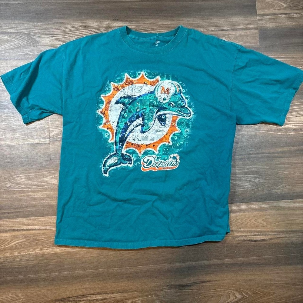 NFL Miami Dolphins blue & green‎ cotton t-shirt with dolphin graphic